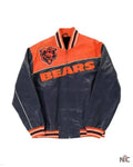 NFL Chicago Bears Orange Jeff Hamilton Leather Jacket Clanton Jacket