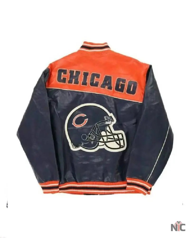 NFL Chicago Bears Orange Jeff Hamilton Leather Jacket Clanton Jacket