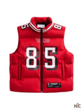 NFL Player George Kittle Scarlet Red Puffer Vest Clanton Jacket