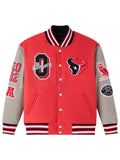 NFL Houston Texans Red Letterman Varsity Jacket