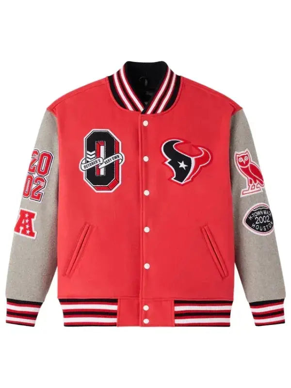 NFL Houston Texans Red Letterman Varsity Jacket