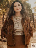 NFR 2024 Ladies Suede Leather Brown Fringe Jacket Clanton Jacket