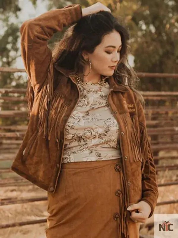 NFR 2024 Ladies Suede Leather Fringe Jacket Clanton Jacket