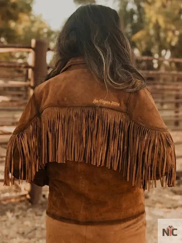 NFR 2024 Ladies Suede Leather Fringe Jacket Clanton Jacket
