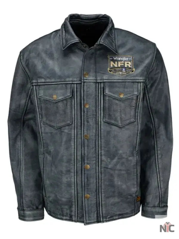 NFR 2024 Las Vegas Grey Leather Jacket Clanton Jacket