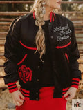 NFR Las Vegas Black Varsity Bomber Jacket Clanton Jacket
