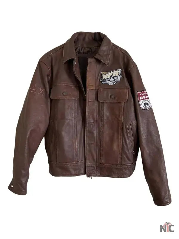 NFR Pro Rodeo Las Vegas 2012 Brown Leather Jacket Clanton Jacket