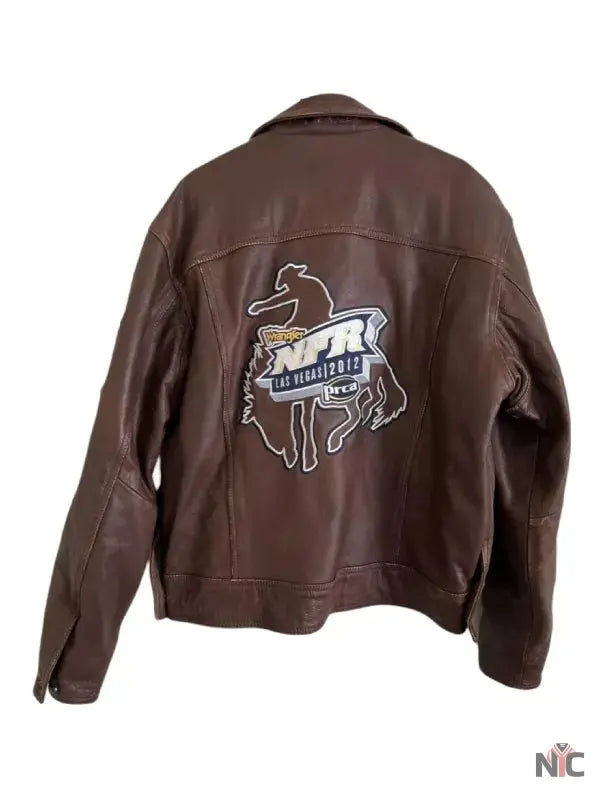 NFR Pro Rodeo Las Vegas 2012 Brown Leather Jacket Clanton Jacket