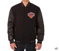 NY Knicks Black Wool And Leather Varsity Jacket Clanton Jacket