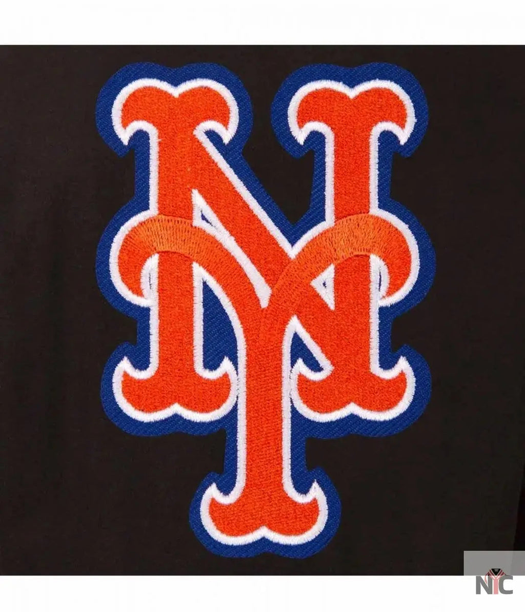 NY Mets Black Wool & Leather Jacket Clanton Jacket