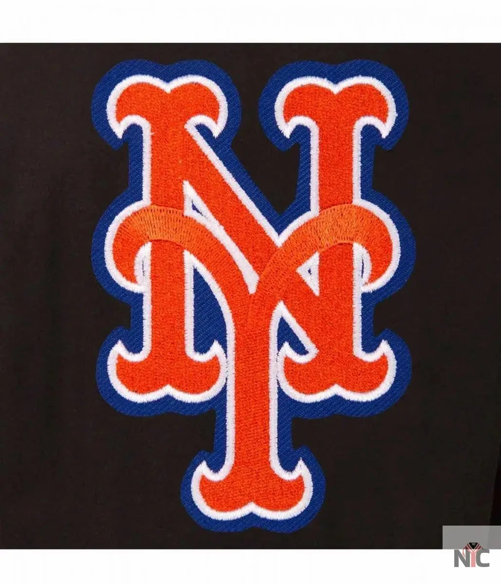 NY Mets Black Wool & Leather Jacket Clanton Jacket