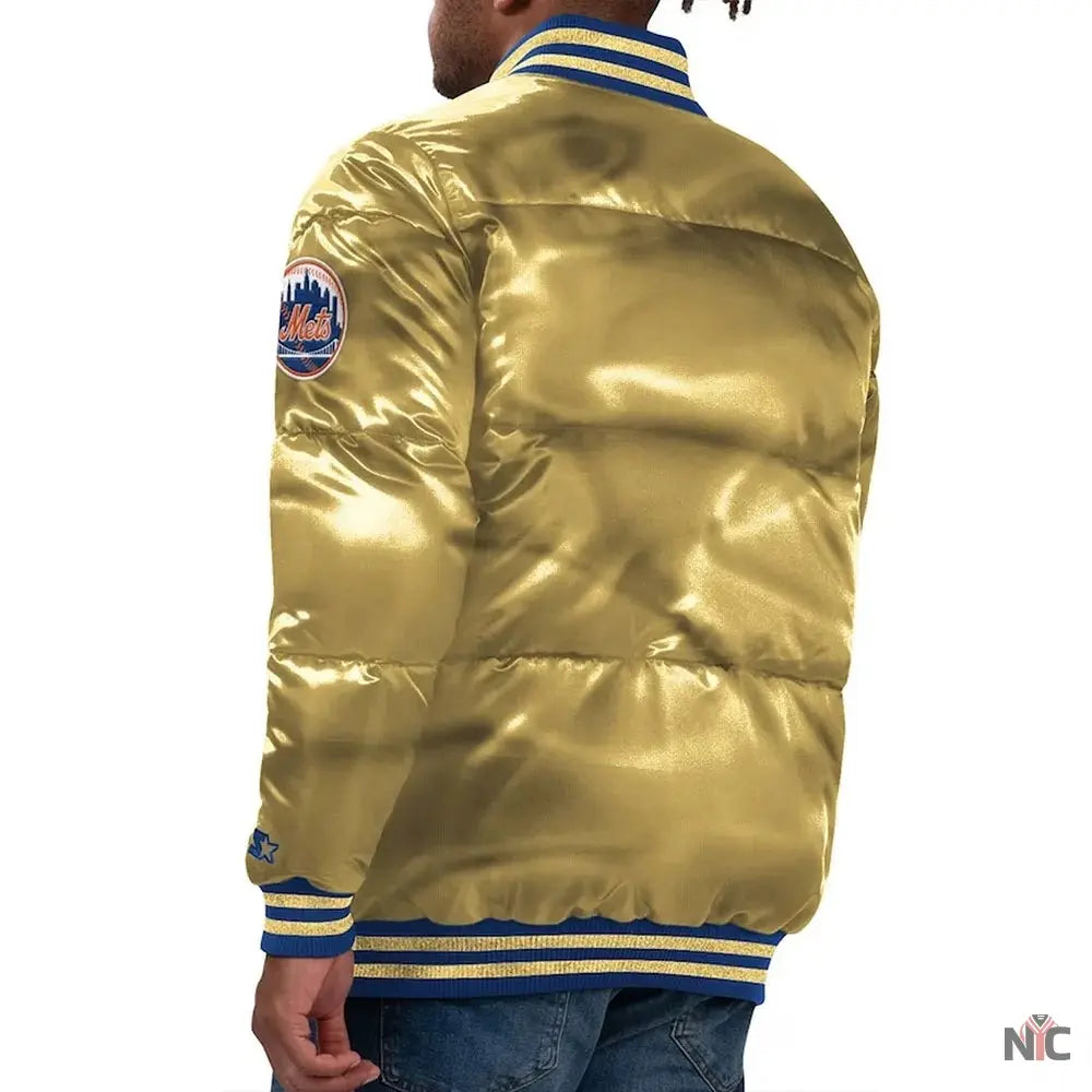 NY Mets Cooperstown Collection Bronx Puffer Satin Jacket Clanton Jacket
