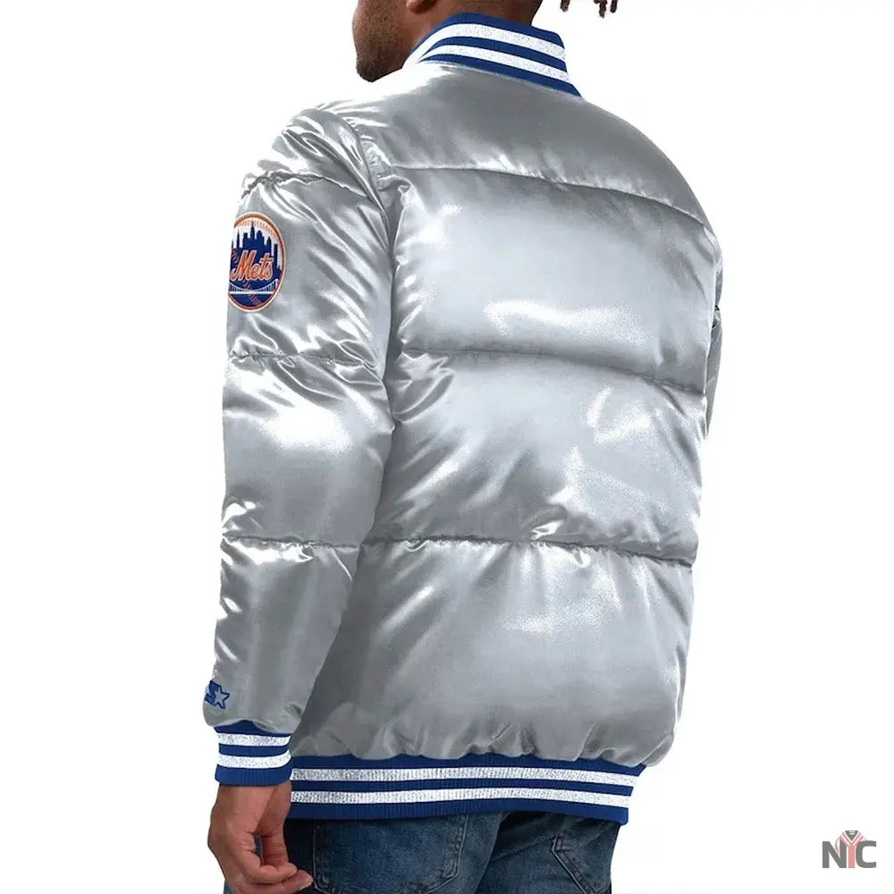 NY Mets Cooperstown Collection Bronx Puffer Satin Jacket Clanton Jacket