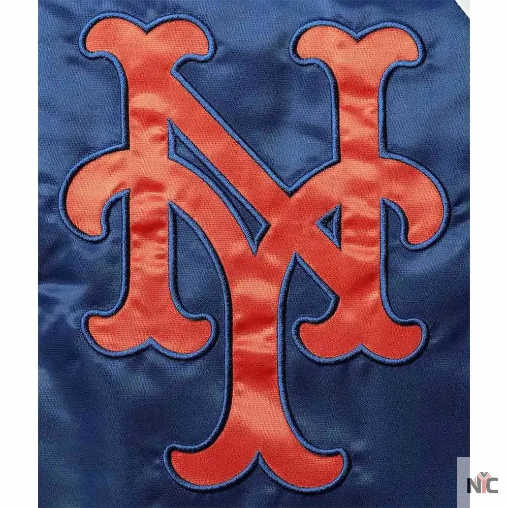NY Mets Raglan Full-Snap Satin Jacket Clanton Jacket