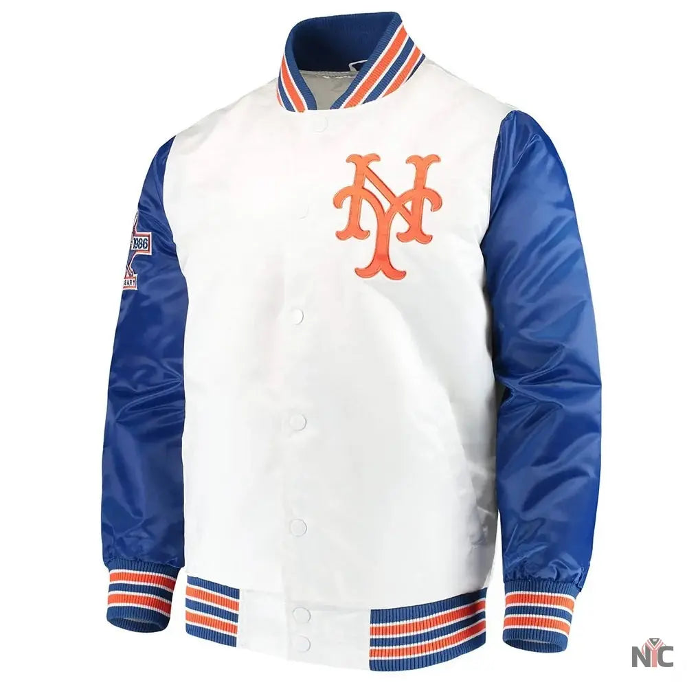 NY Mets The Legend Blue and White Satin Jacket Clanton Jacket