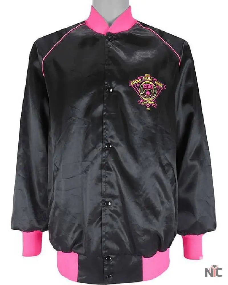 National Finals Rodeo 1990 Black Satin Jacket Clanton Jacket