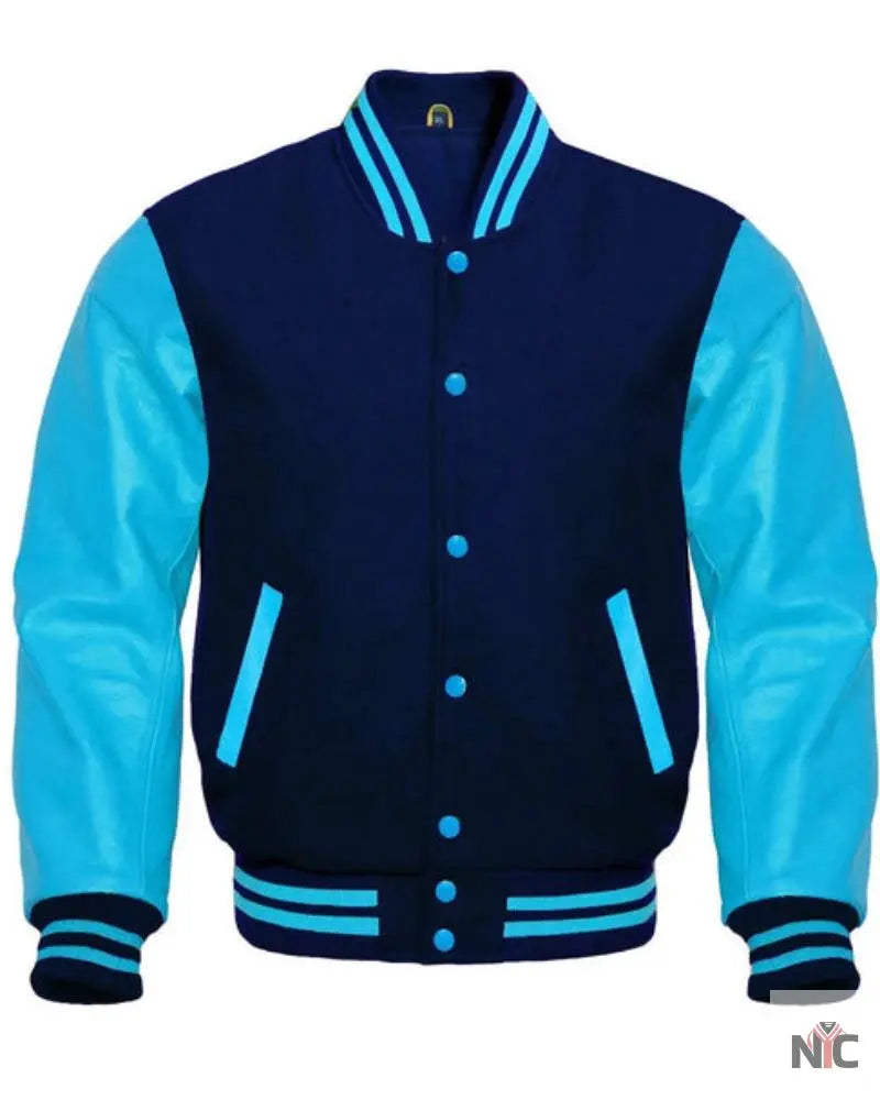 Navy And Sky Blue Letterman Jacket Clanton Jacket