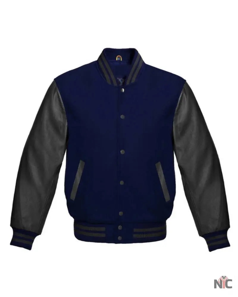 Navy Blue And Black Varsity Jacket Clanton Jacket