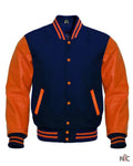Navy Blue And Orange Varsity Jacket Clanton Jacket