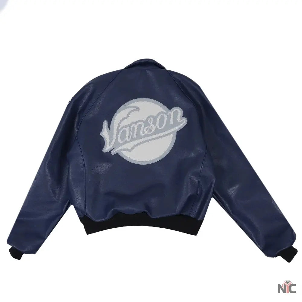 Navy Blue Bronx Vanson Leather Jacket Clanton Jacket