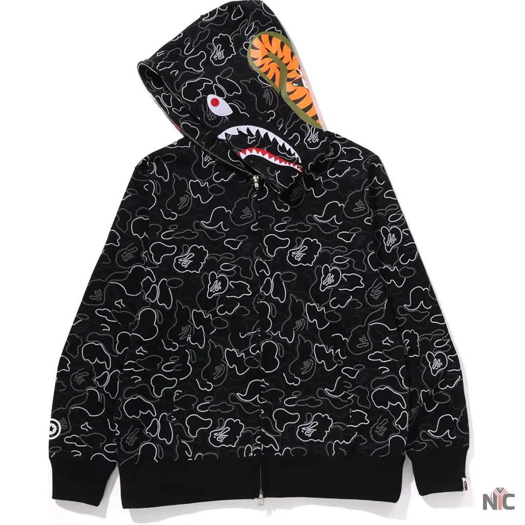 Neon Camo Shark Full Zip Hoodie Mens Clanton Jacket