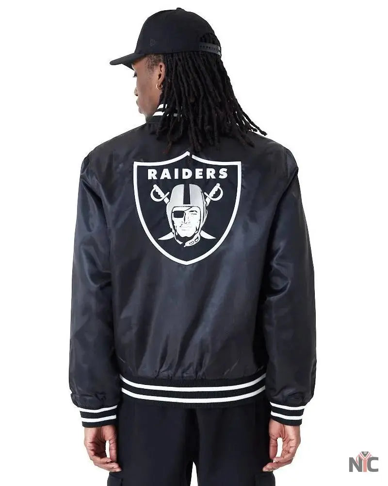 New Era NFL Satin Las Vegas Raiders Bomber Jacket Clanton Jacket