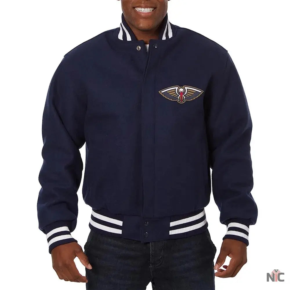 New Orleans Pelicans Navy Varsity Wool Jacket Clanton Jacket