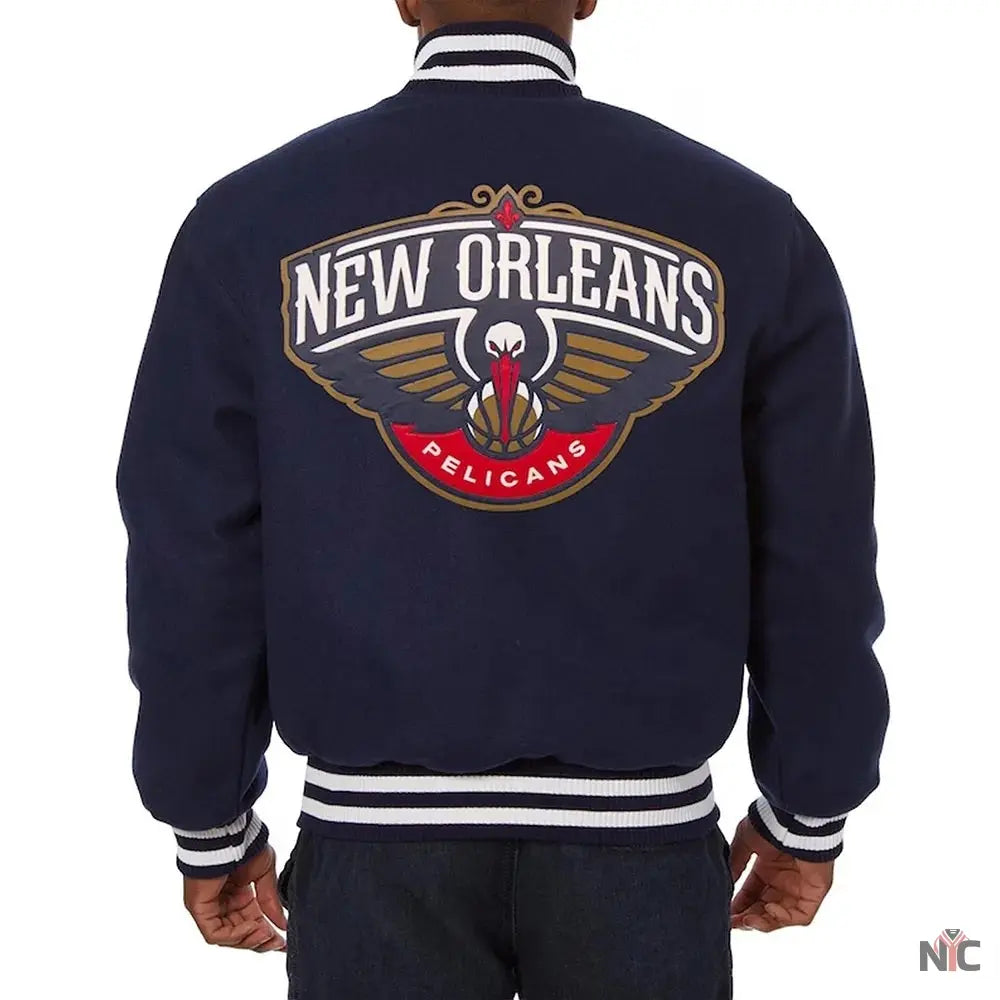 New Orleans Pelicans Navy Varsity Wool Jacket Clanton Jacket