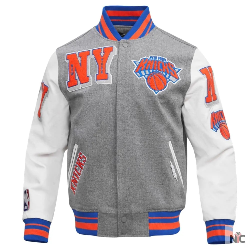 New York Knicks Mashup Wool & Leather Varsity Jacket Clanton Jacket