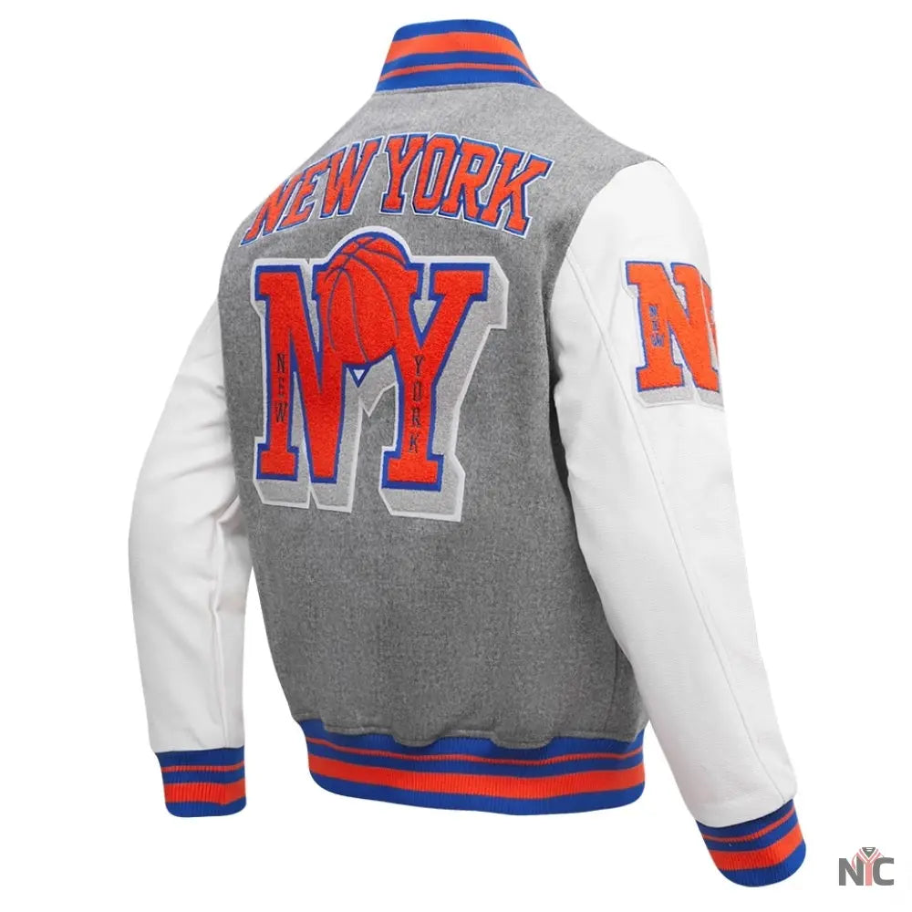 New York Knicks Mashup Wool & Leather Varsity Jacket Clanton Jacket