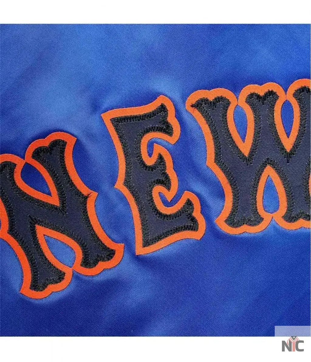 New York Mets Full-Snap Royal Blue Satin Jacket Clanton Jacket