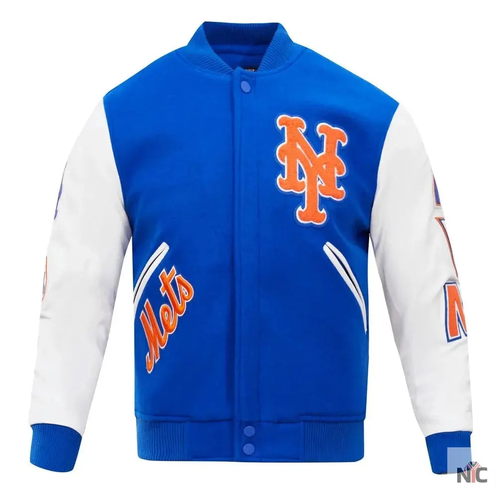New York Mets Letterman Blue and White Jacket Clanton Jacket