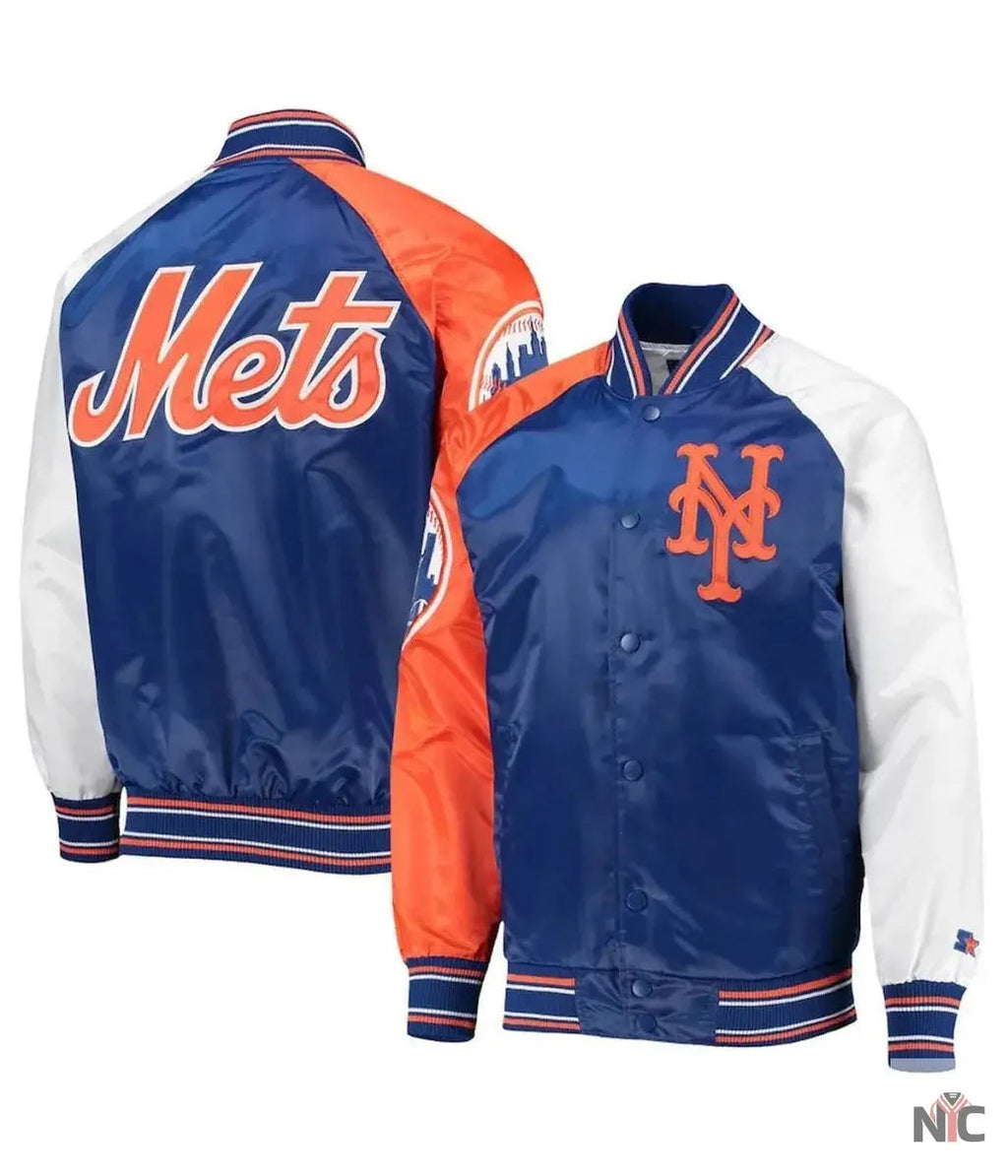 New York Mets Varsity Royal Satin Jacket Clanton Jacket