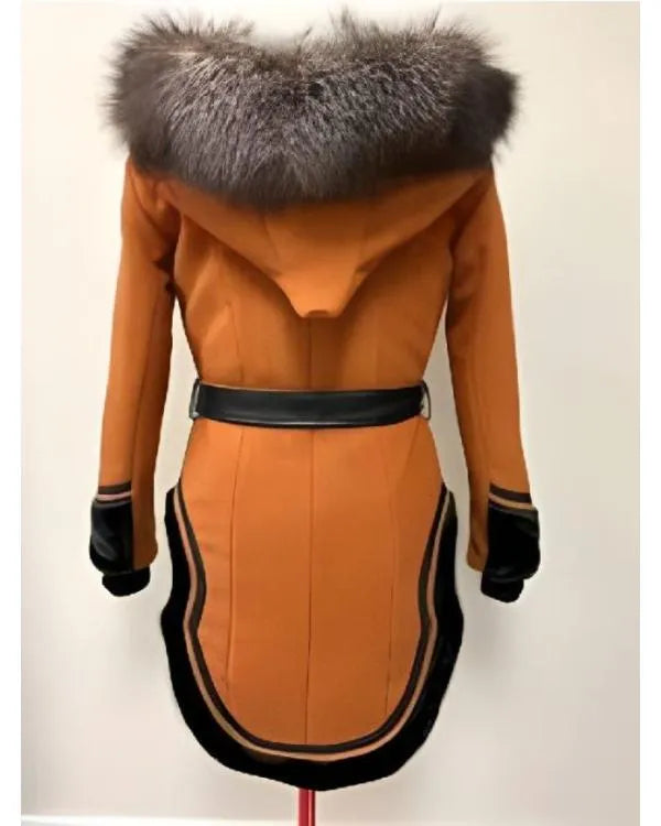 North Of North 2025 Anna Lambe Fur Collar Orange Coat