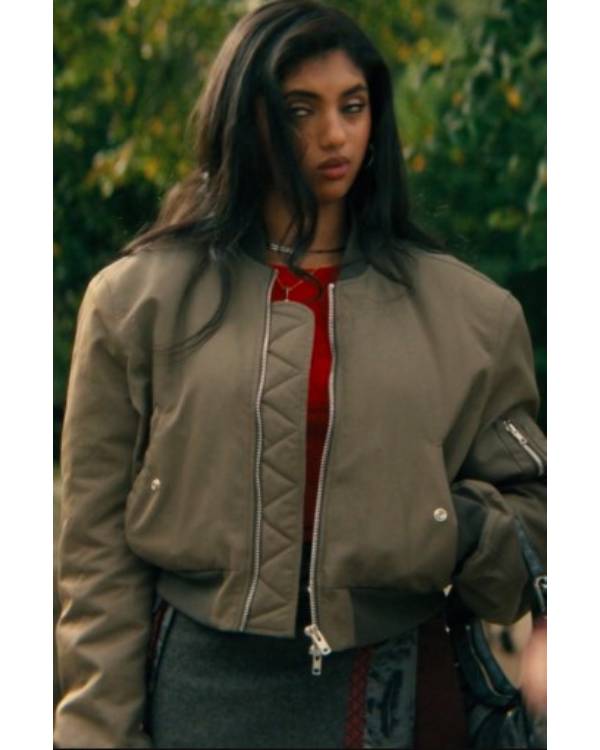 Not Suitable For Work Abby Chilukuri Olive Green Bomber Jacket WorthVee