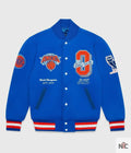 OVO x NBA New York Knicks Blue Varsity Jacket Clanton Jacket