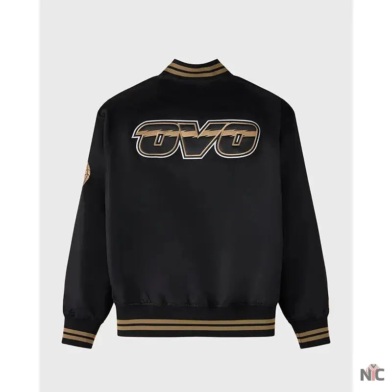 OVO x NBA Toronto Raptorst Satin Varsity Jacket Clanton Jacket