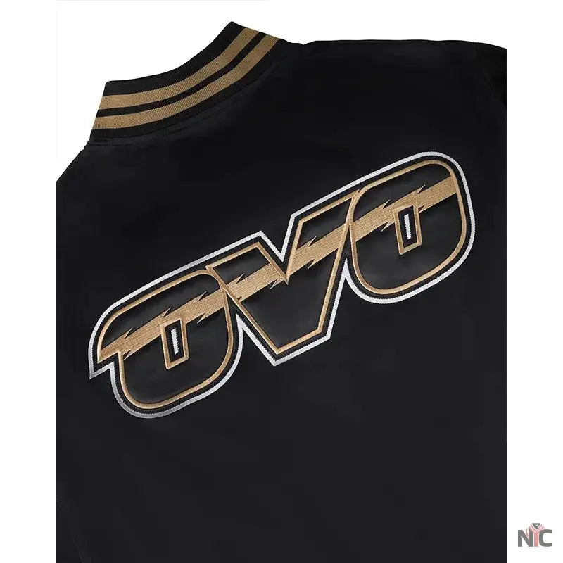OVO x NBA Toronto Raptorst Satin Varsity Jacket Clanton Jacket