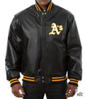 Oakland Athletics Black Leather Varsity Jacket Clanton Jacket