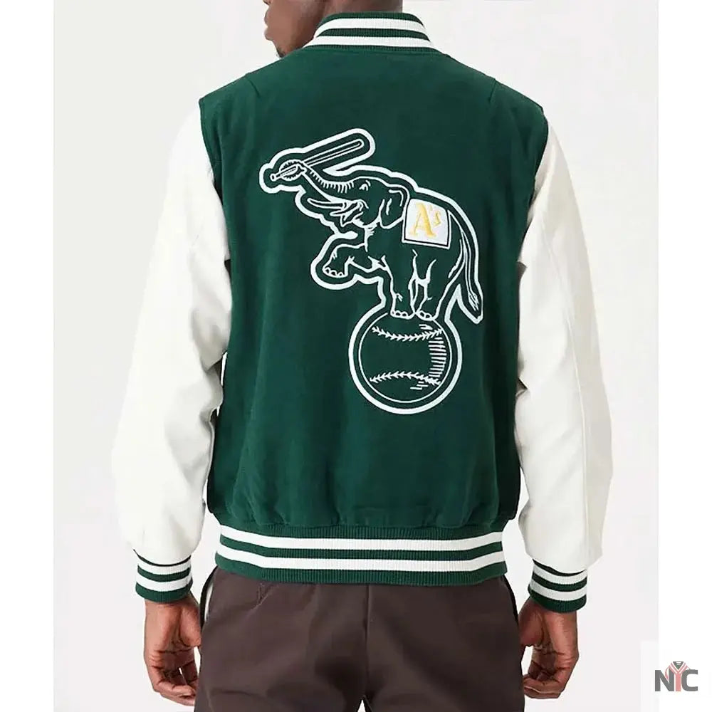 Oakland Athletics Green and White Varsity Jacket Clanton Jacket