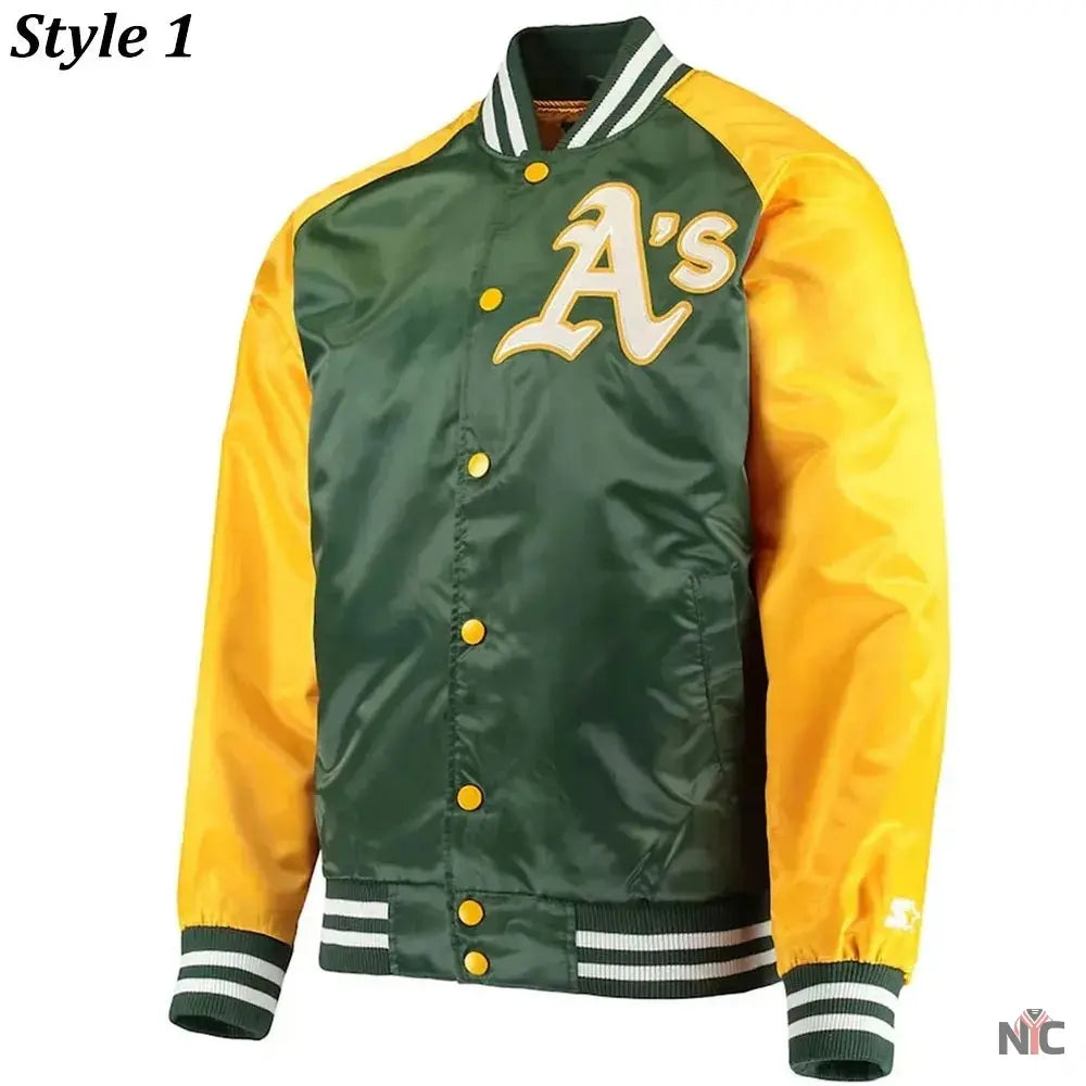 Oakland Athletics Lead Off Varsity Satin Jacket Clanton Jacket