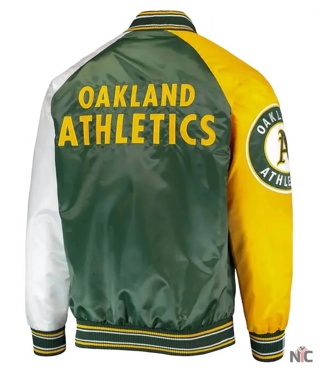 Oakland Athletics Reliever Satin Varsity Jacket Clanton Jacket