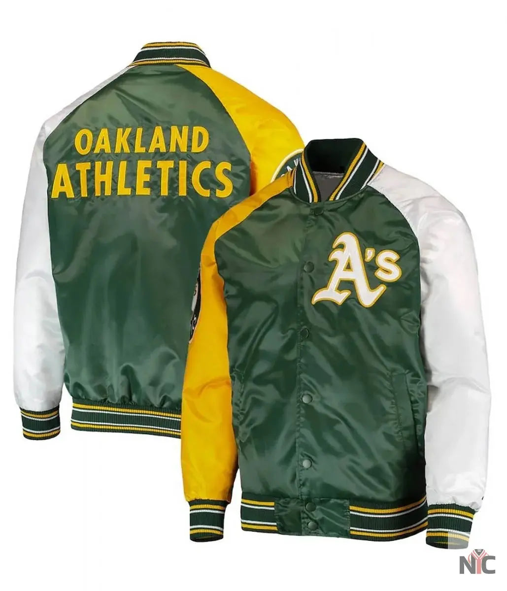 Oakland Athletics Reliever Satin Varsity Jacket Clanton Jacket