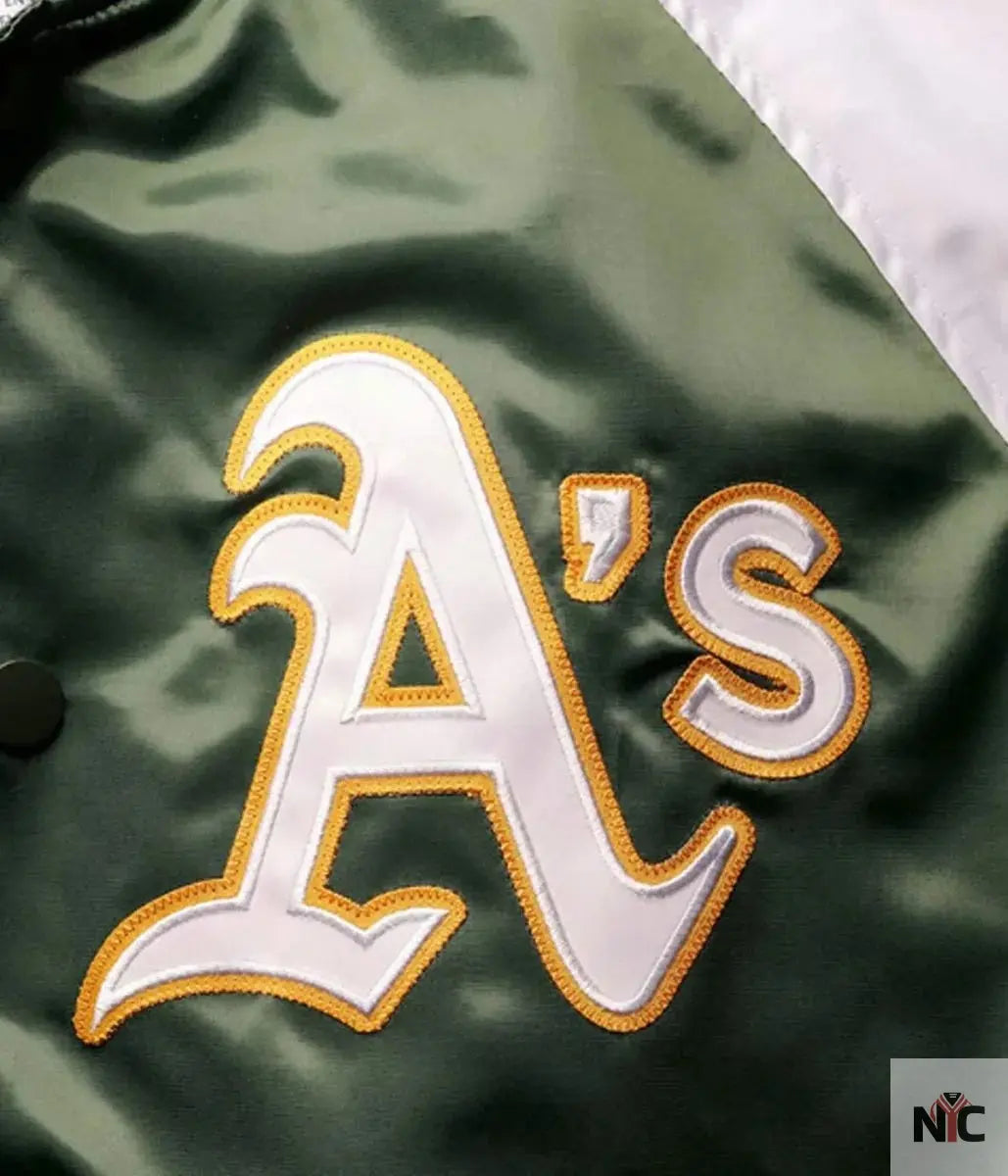 Oakland Athletics Reliever Satin Varsity Jacket Clanton Jacket