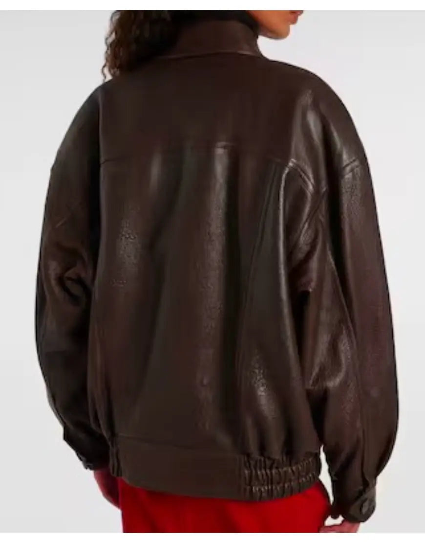 Office Romance 2026 Jennifer Lopez Brown Leather Jacket WorthVee