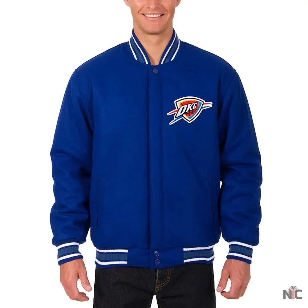 Oklahoma City Thunder Varsity Royal Blue Wool Jacket Clanton Jacket