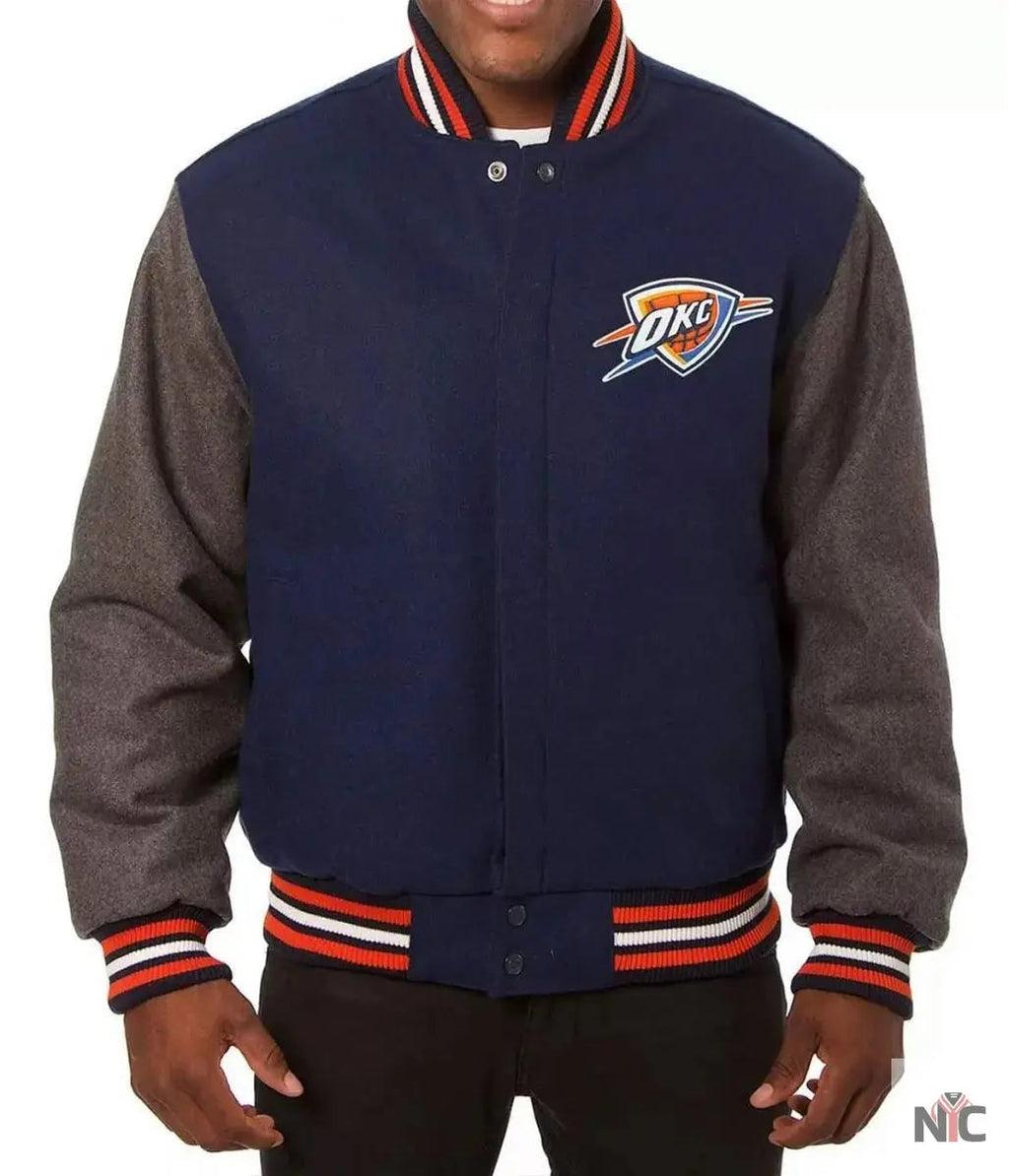 Oklahoma City Thunder Varsity Two Tone Jacket Clanton Jacket