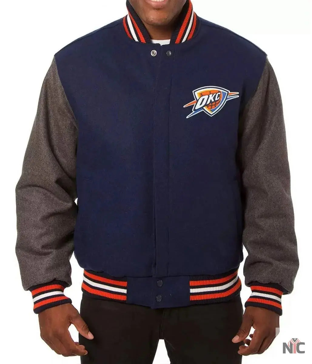 Oklahoma City Thunder Varsity Two Tone Jacket Clanton Jacket