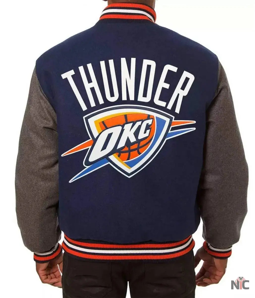 Oklahoma City Thunder Varsity Two Tone Jacket Clanton Jacket