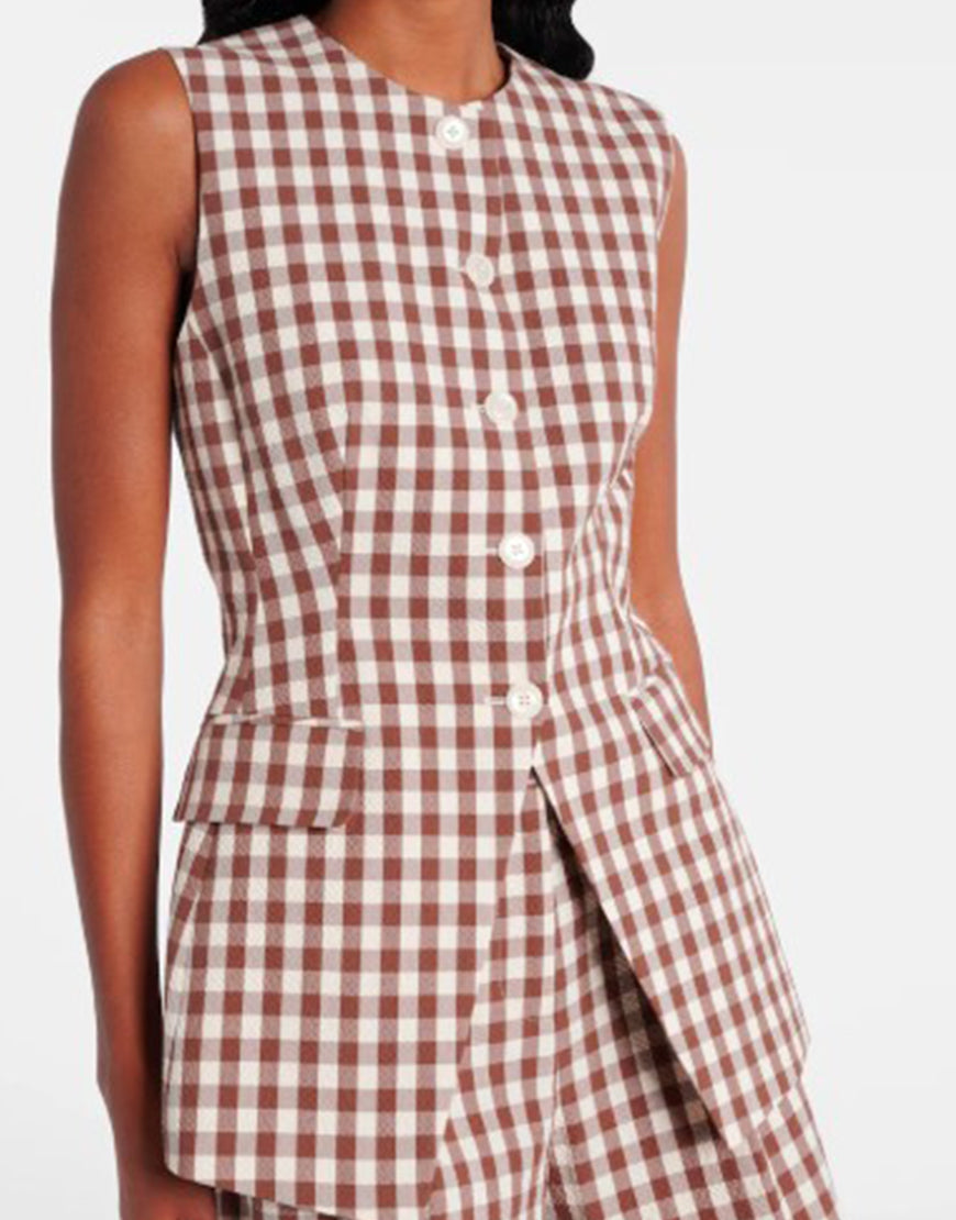 Only Murders In The Building S05 Selena Gomez Gingham Vest Clanton Jacket